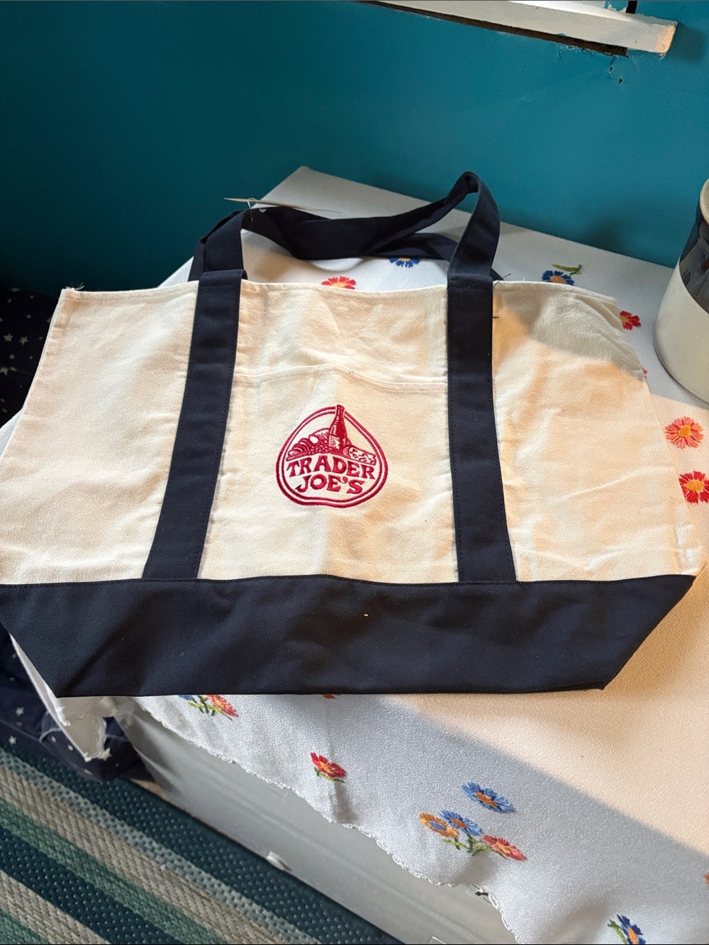 Trader Joe Bag Original Blue Canvas